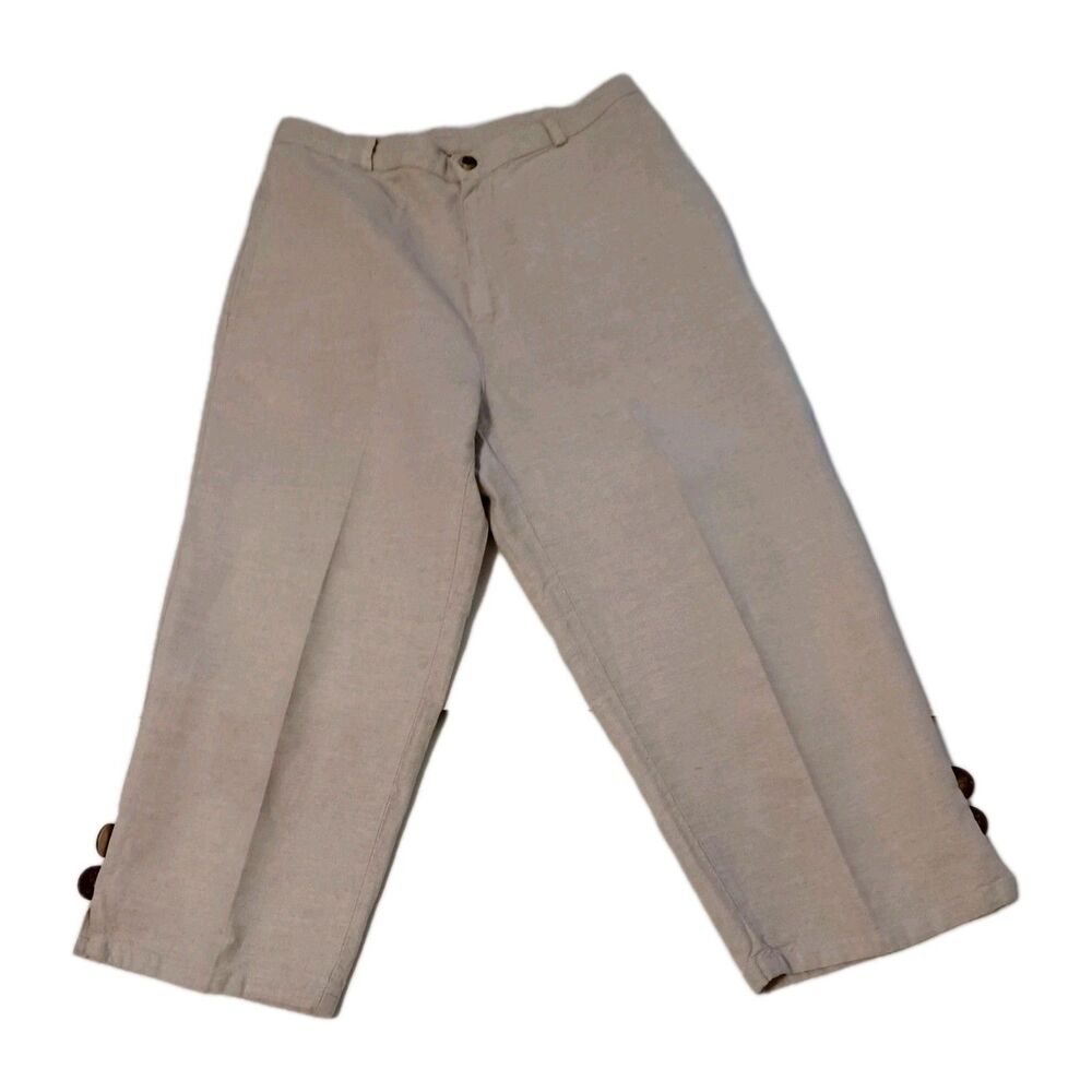 Crazy Horse By Claiborne Beige Linen/cotton Blend Cropped Pants Women's Size 8